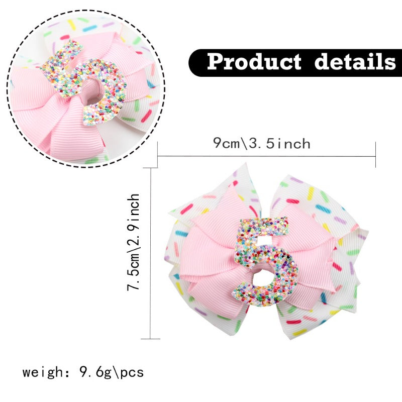 Wholesale 5pcs Birthday Number Gretel Baby Ice Cream Pink Hair Clip